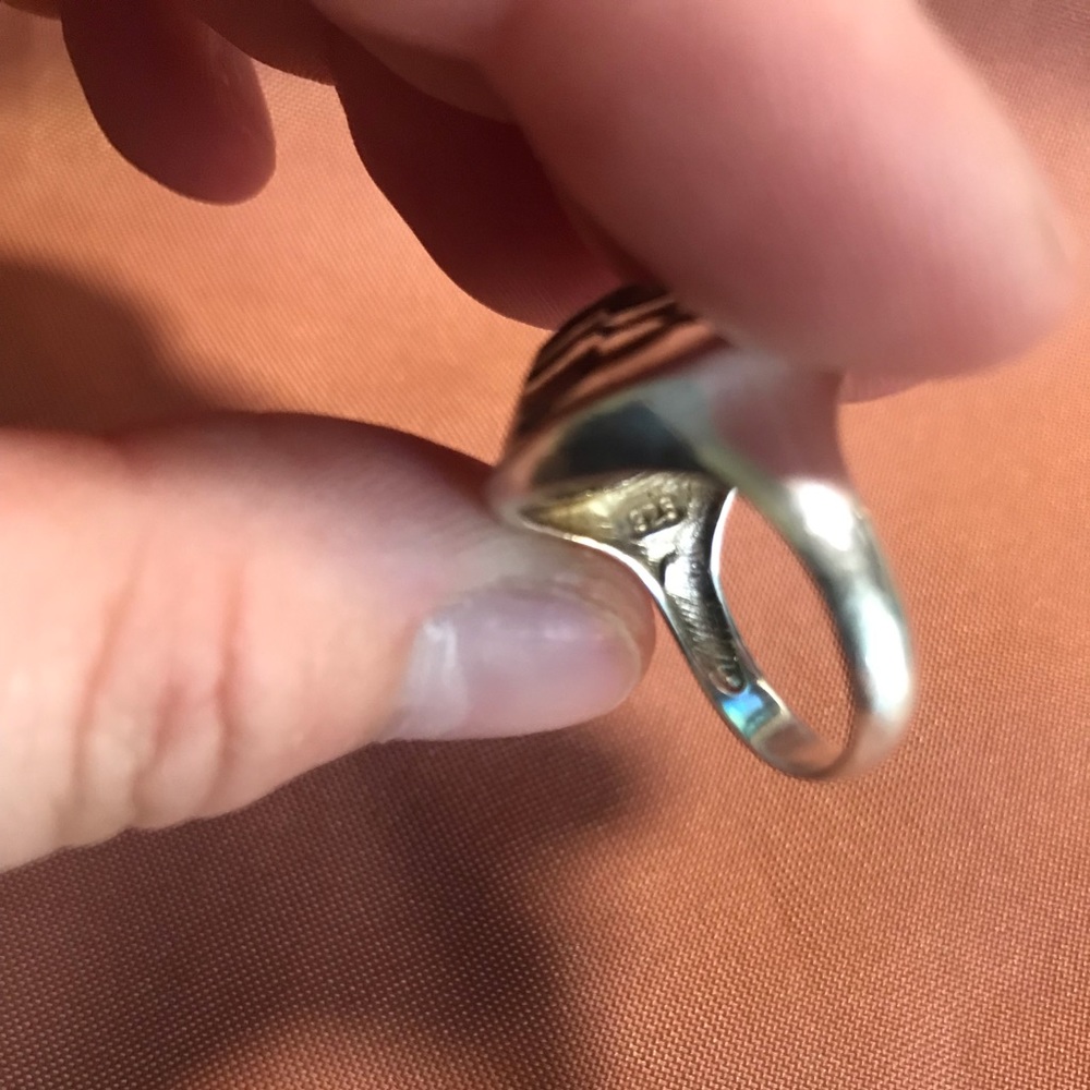 Abalone Shell Ring, Solid 925k Sterling Silver. S… - image 6